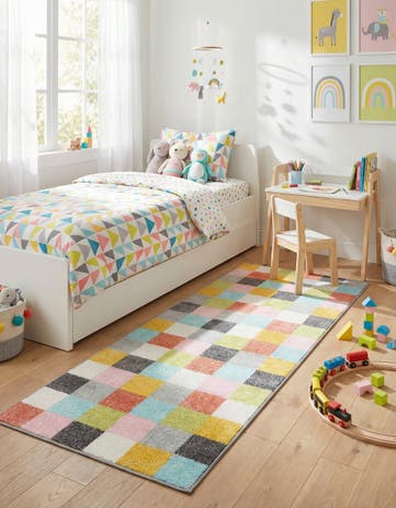 2' 2 x 6' 1 Checkered Whimsy Kids Runner Rug