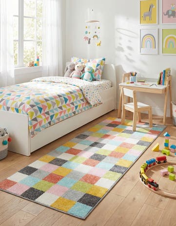 2' 2 x 6' 1 Checkered Whimsy Kids Runner Rug