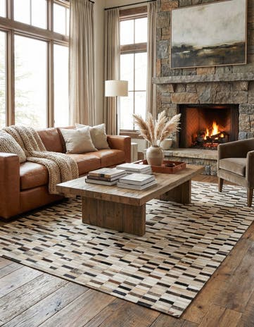 5' x 8' Cowhide Leather Rug
