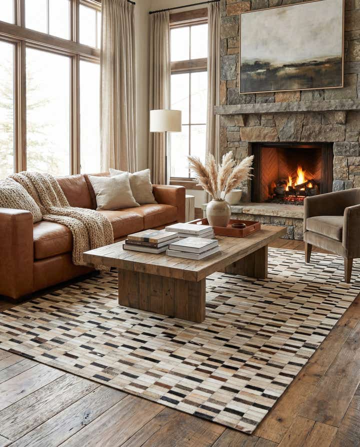 5' x 8' Cowhide Leather Rug