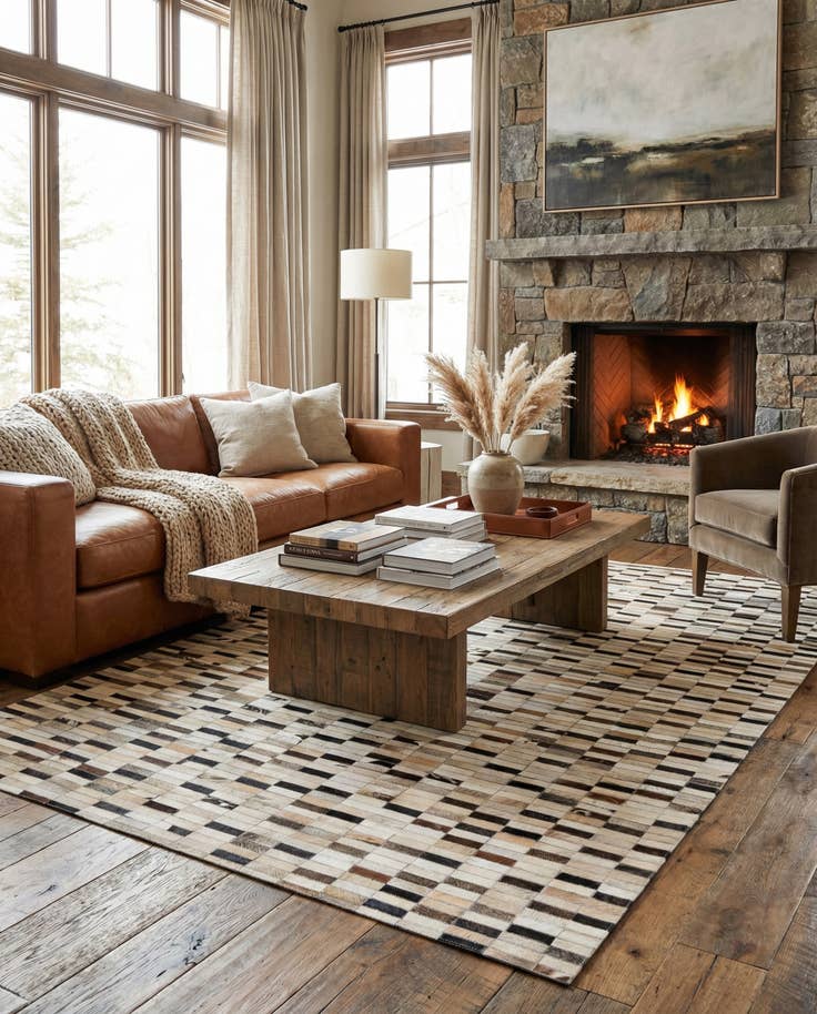 Detail image of 5' x 8' Cowhide Leather Rug