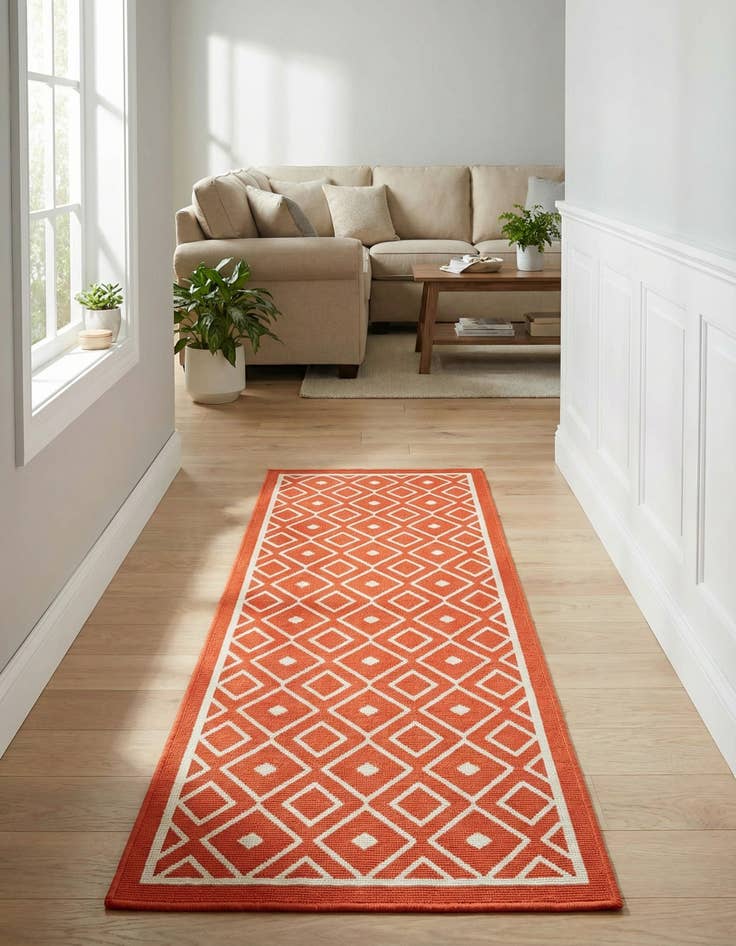 Detail image of 2' x 6'  Washable Trellis Indoor / Outdoor Runner Rug