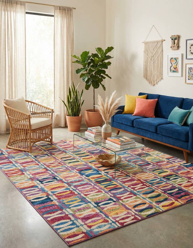 Detail image of  10' x 10'  Washable Modern Indoor / Outdoor Square Rug