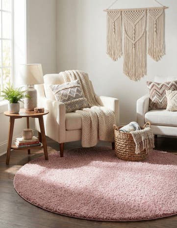 6' x 6' Soft Solid Shag Round Rug