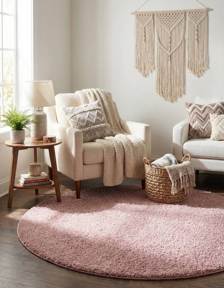 Detail image of  6' x 6' Soft Solid Shag Round Rug