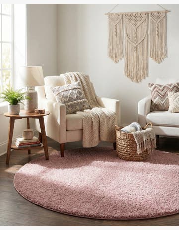 6' x 6' Soft Solid Shag Round Rug