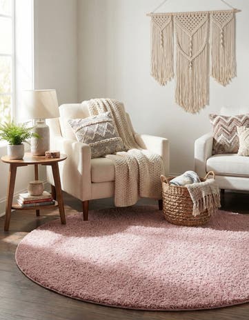 6' x 6' Soft Solid Shag Round Rug