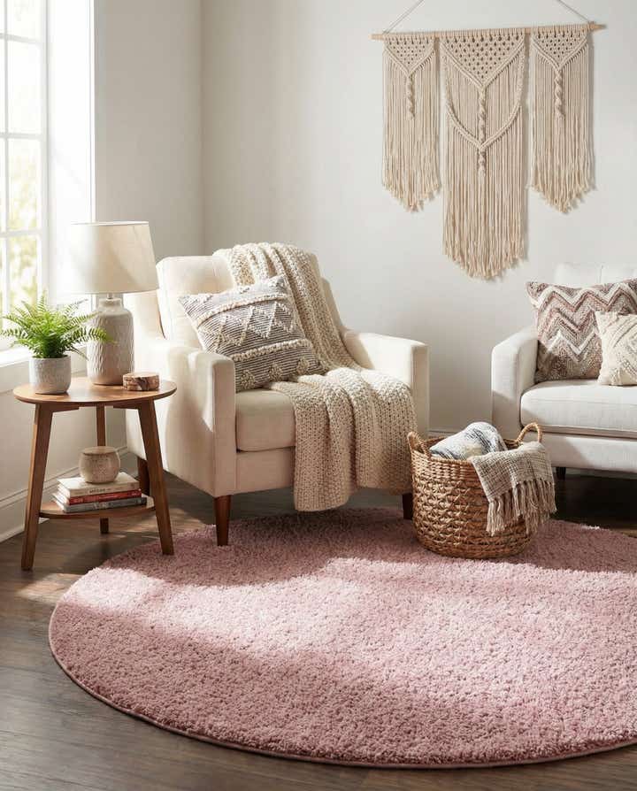 6' x 6' Soft Solid Shag Round Rug