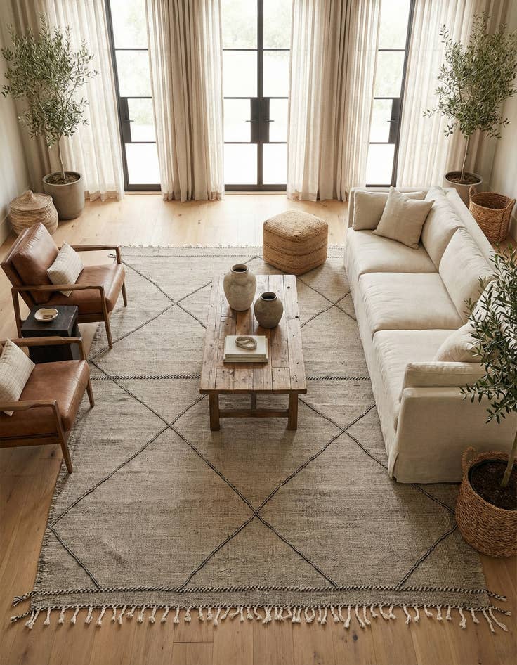 Detail image of 9' 5 x 13'  Hand Knotted Moroccan Wool Rug