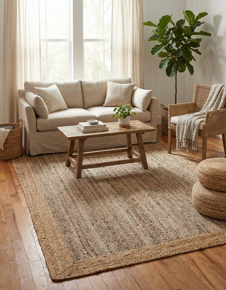 Detail image of  5' 3 x 8'  Hand Braided Jute Rug