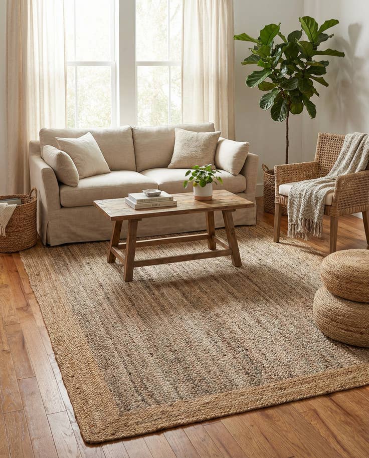 Detail image of 5' 3 x 8' Handmade Braided Jute Rug