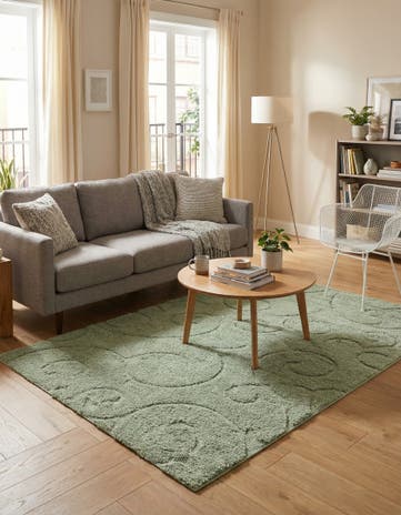 Green Botanical Shag Rug