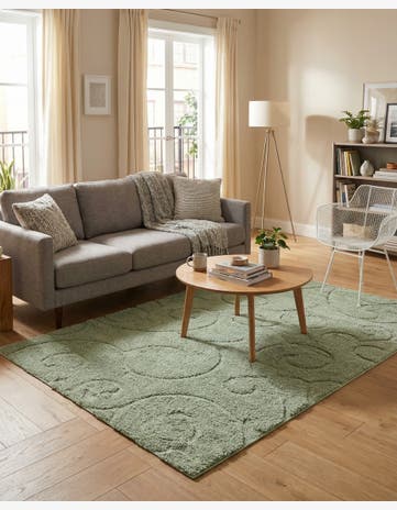 Green Botanical Shag Rug