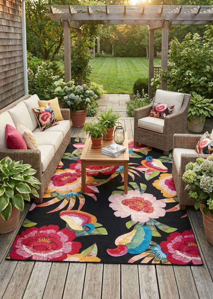 7' 10 x 11' Easy-Clean Botanical Indoor / Outdoor Rug