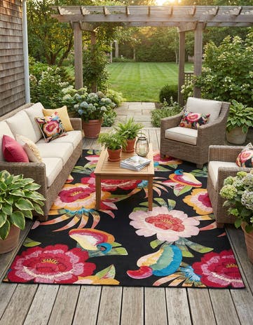 Easy-Clean Botanical Indoor / Outdoor Rug