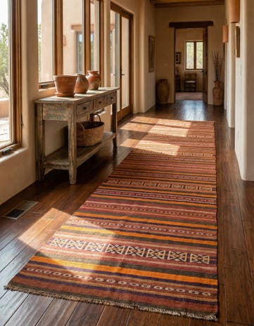 3' 10 x 9' 8 Hand Woven Kilim Fars Wool Runner Rug