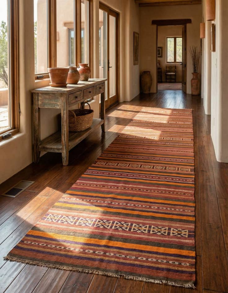 Detail image of 3' 10 x 9' 8  Hand Woven Kilim Fars Wool Runner Rug