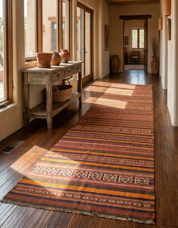 3' 10 x 9' 8 Hand Woven Kilim Fars Wool Runner Rug