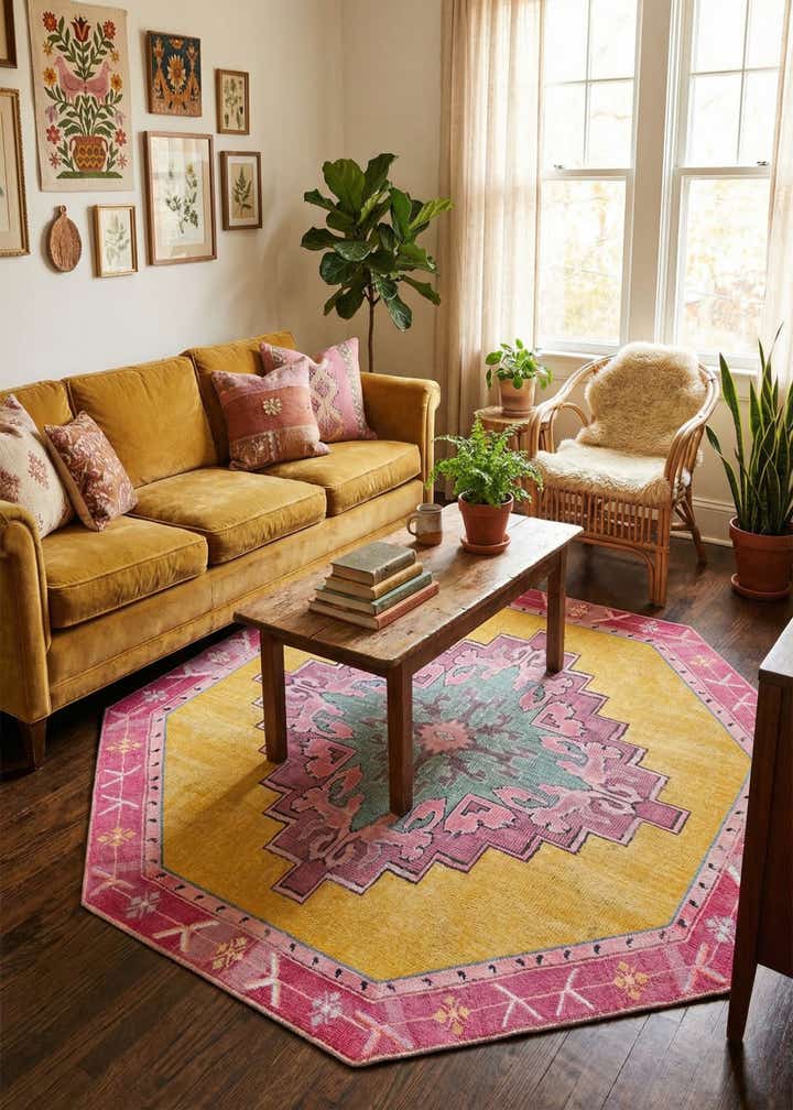 7' 6 x 7' 6 Washable Timeless Octagon Rug