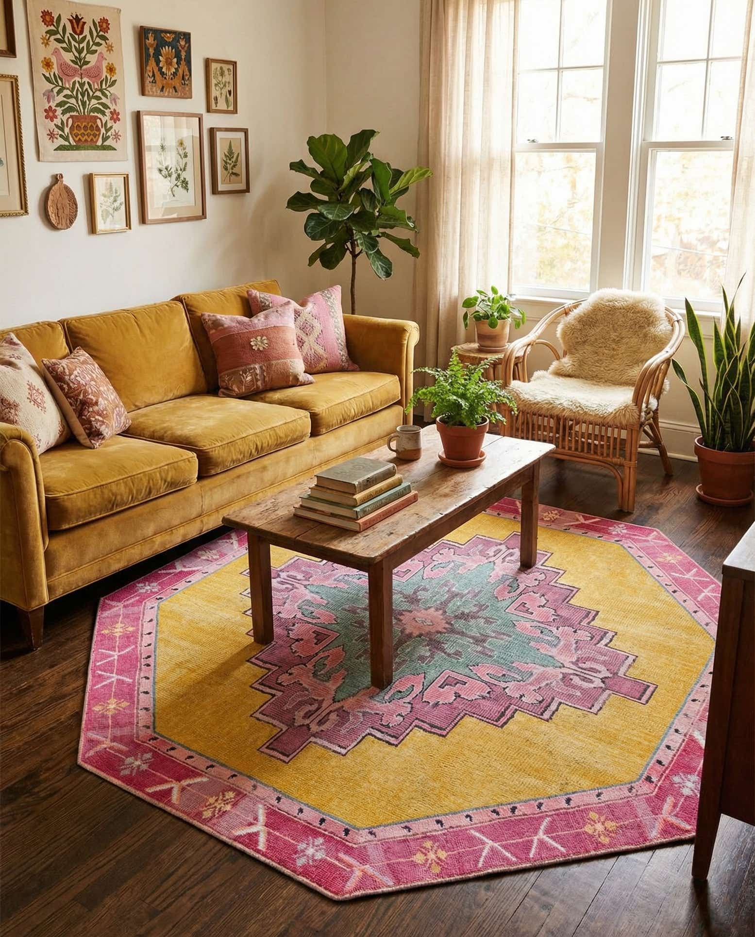 7' 6 x 7' 6 Washable Timeless Octagon Rug
