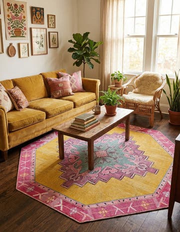 7' 6 x 7' 6 Washable Timeless Octagon Rug