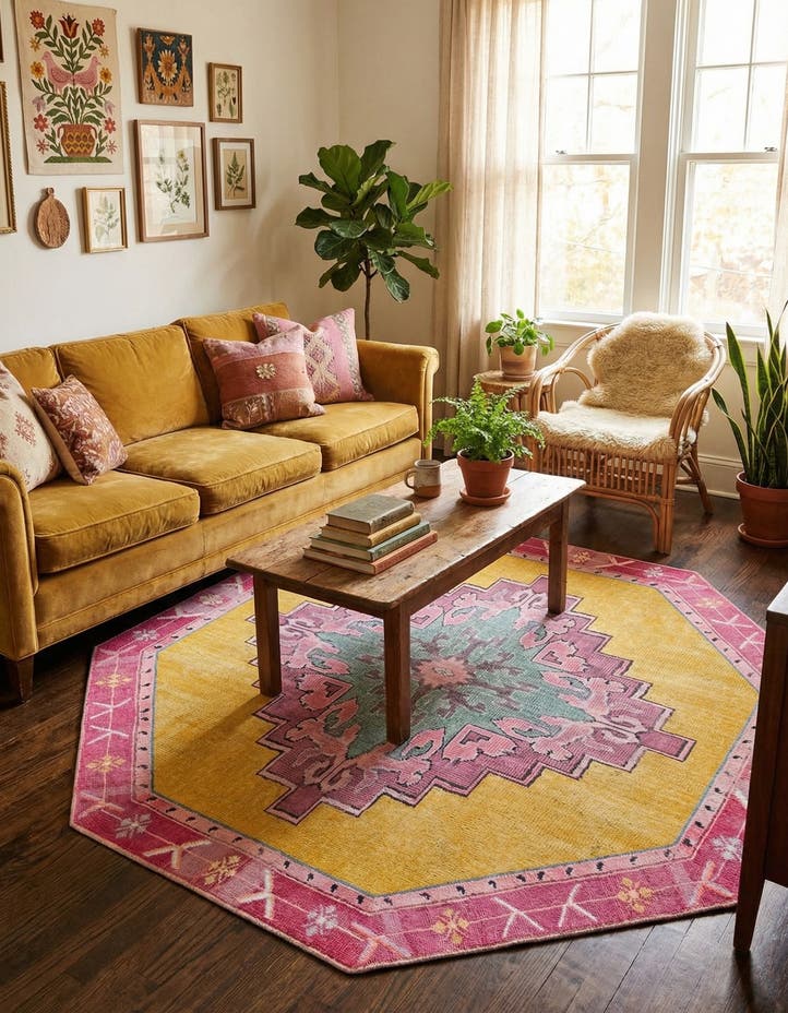 7' 6 x 7' 6 Washable Timeless Octagon Rug