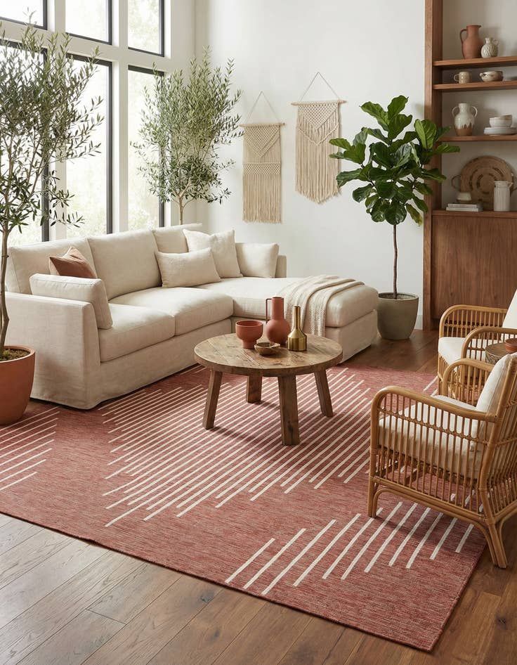 Detail image of 10' 8 x 10' 8 Easy-Clean Modern Indoor / Outdoor Square Rug