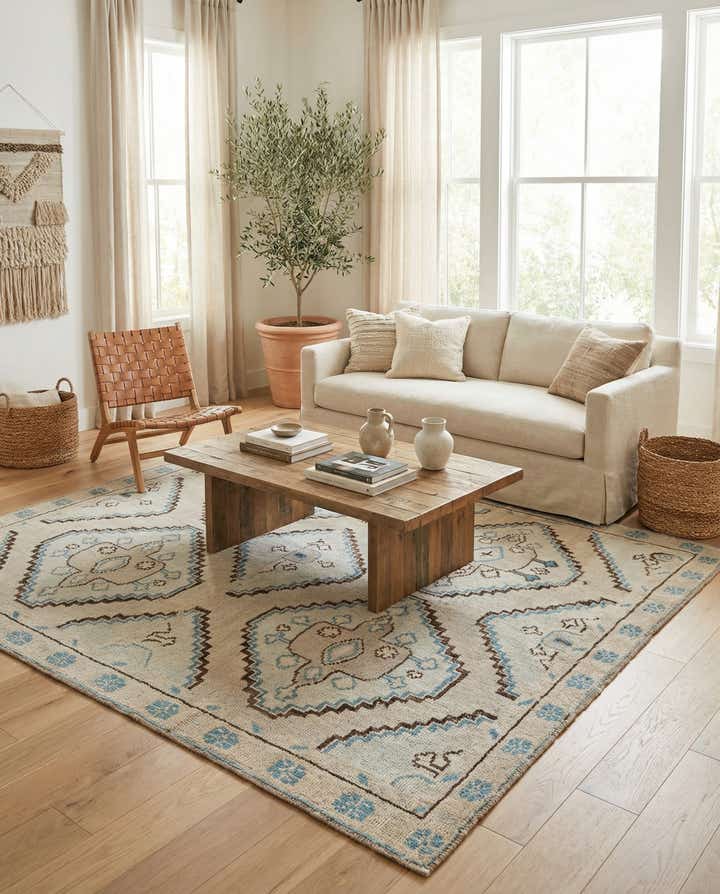 6' x 9' 3 Hand Knotted Moroccan Wool Rug