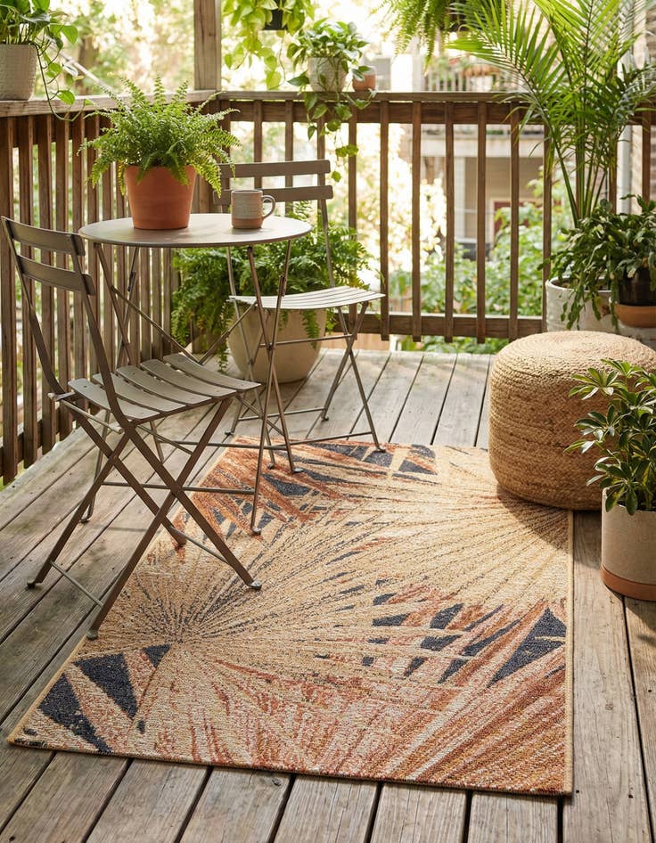 Detail image of 2' x 3'  Washable Botanical Indoor / Outdoor Rug