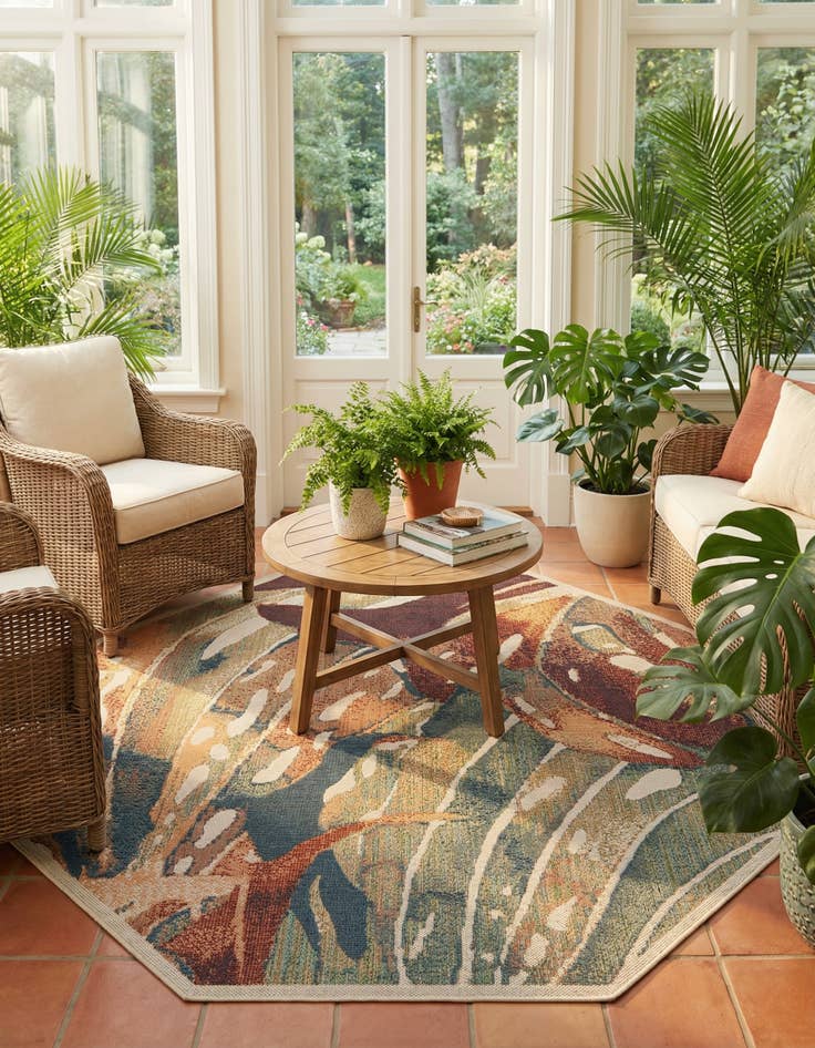 Detail image of  7' 10 x 7' 10  Washable Baja Indoor / Outdoor Octagon Rug