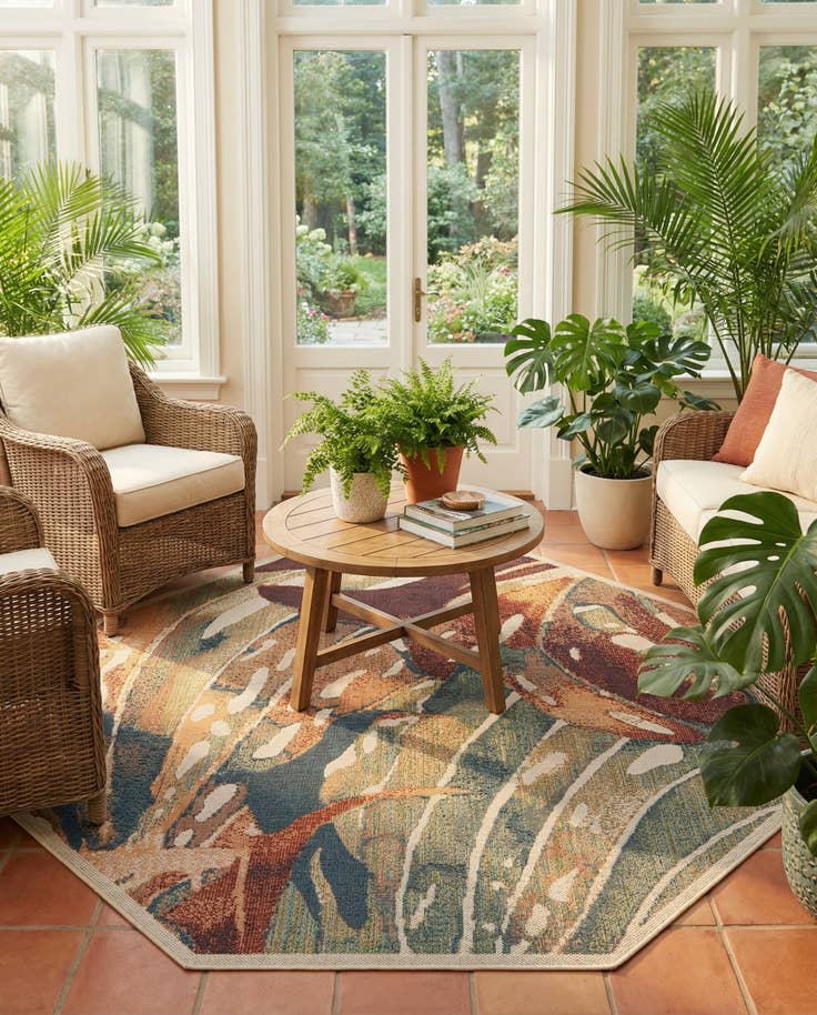 Detail image of 7' 10 x 7' 10 Easy-Clean Baja Indoor / Outdoor Octagon Rug