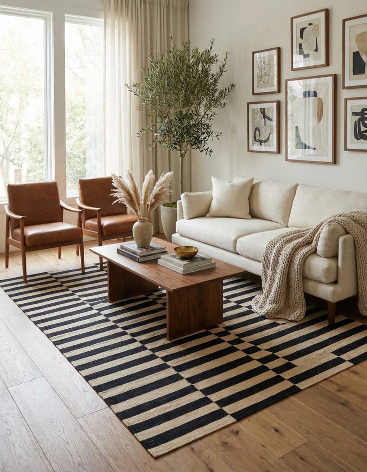 Detail image of 5' 3 x 7' 9  Hand Woven Kilim Modern Wool Rug