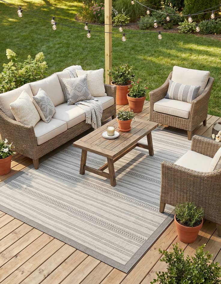 Detail image of 9' x 12' 2  Washable Border Indoor / Outdoor Rug