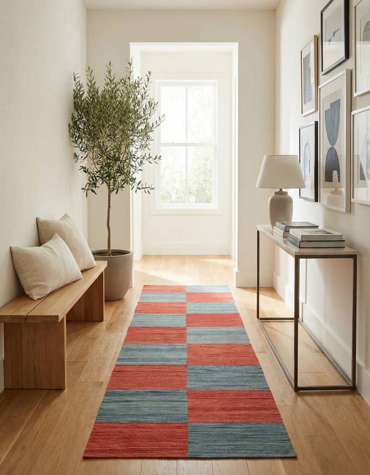 Detail image of  2' 9 x 12' 5  Hand Woven Kilim Modern Wool Runner Rug