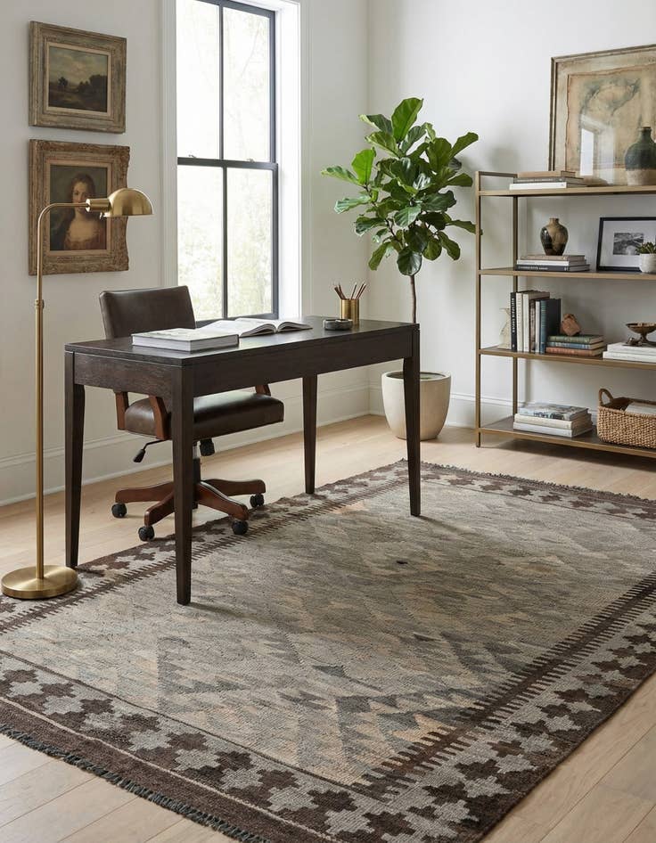 Detail image of 3' 10 x 6'  Hand Woven Kilim Maymana Wool Rug