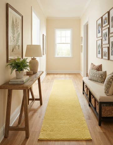 Yellow Solid Frieze Runner Rug