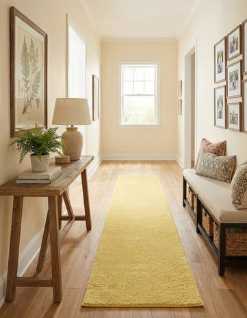 Yellow Solid Frieze Runner Rug