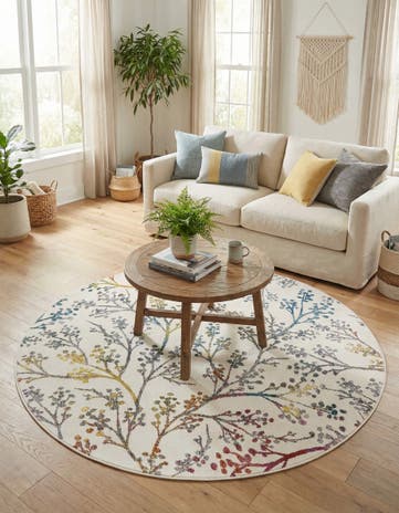 Ivory Blossom Round Rug