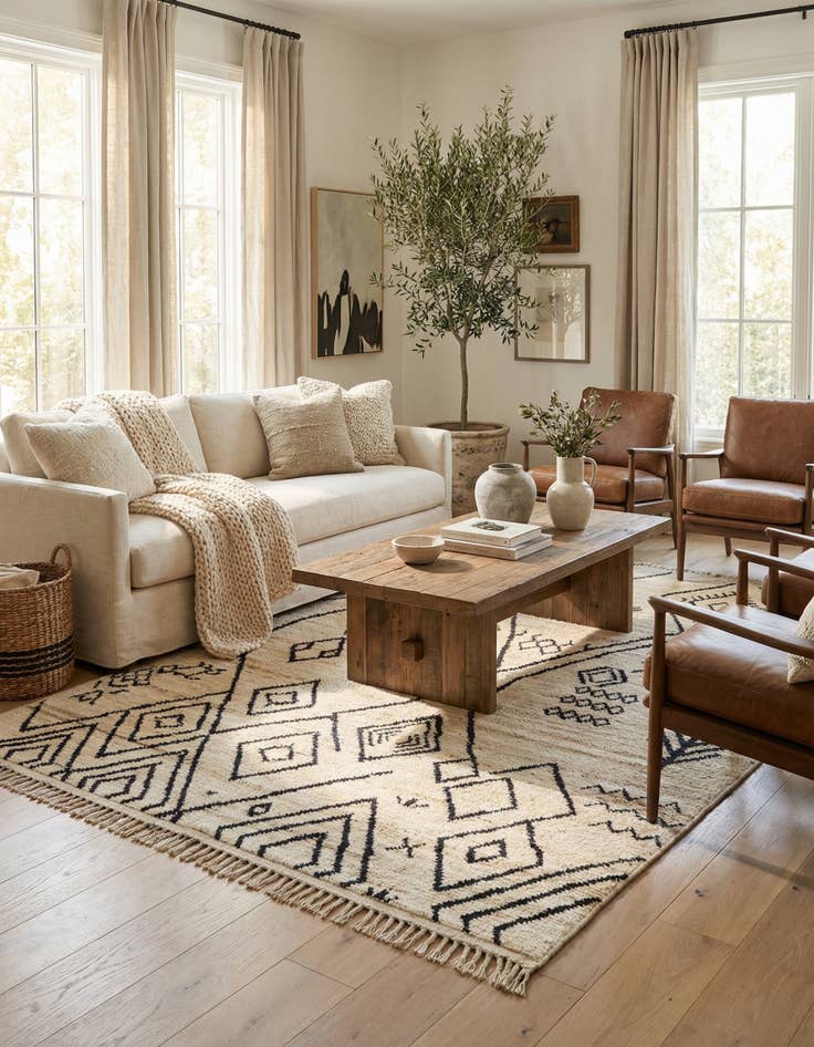 Detail image of 5' 7 x 7' 11 Hand Knotted Moroccan Wool Rug