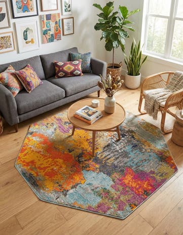 Washable Vivid Octagon Rug