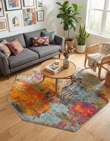 Washable Vivid Octagon Rug