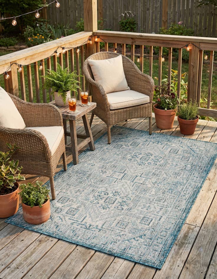 Detail image of  3' x 5' 3  Washable Aztec Indoor / Outdoor Rug