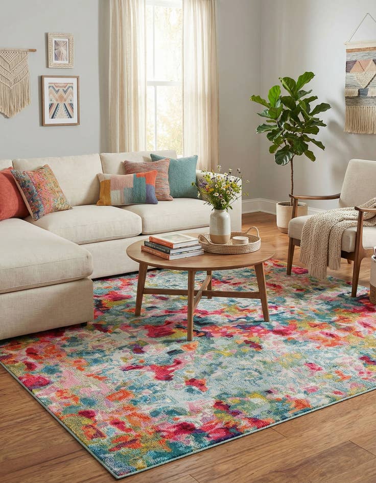 Detail image of  7' 10 x 7' 10  Washable Theia Square Rug