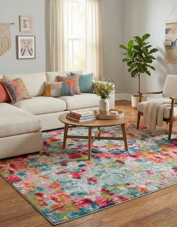 7' 10 x 7' 10 Washable Theia Square Rug