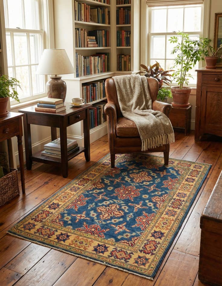 Detail image of 3' 4 x 5'  Hand Knotted Kazak Rug