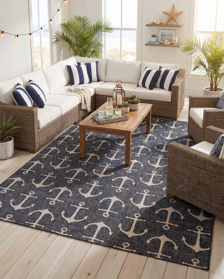 Detail image of 10' x 14' Easy-Clean Coastal Indoor / Outdoor Rug