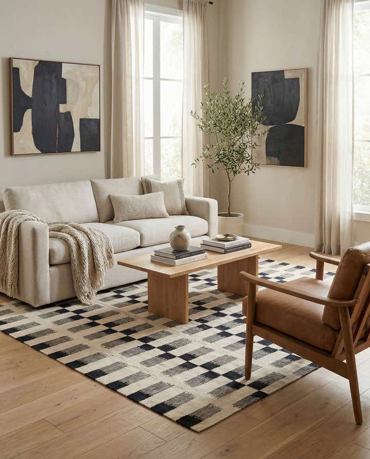 6' 2 x 7' 8 Hand Woven Kilim Modern Wool Rug
