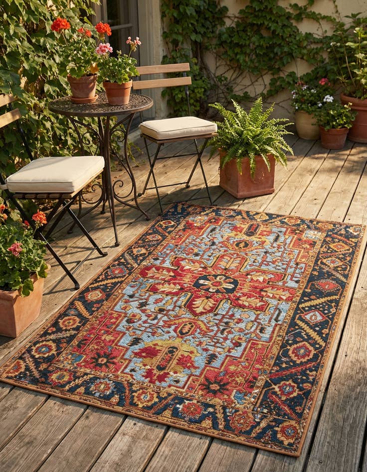 Detail image of 3' 3 x 5' 3  Washable Traditional Indoor / Outdoor Rug
