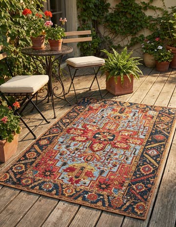 3' 3 x 5' 3 Easy-Clean Traditional Indoor / Outdoor Rug
