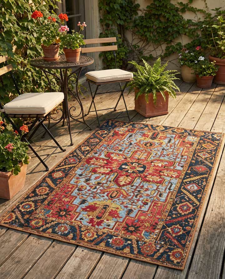 3' 3 x 5' 3 Easy-Clean Traditional Indoor / Outdoor Rug
